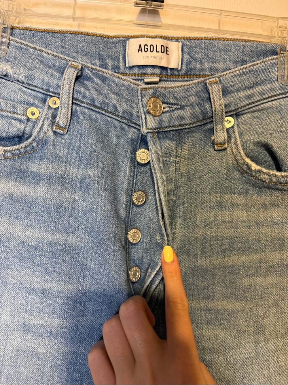 Agolde Nico High Rise Slim Fit Jeans in Embark Light Wash Blue Sz 26 - Picture 4 of 9
